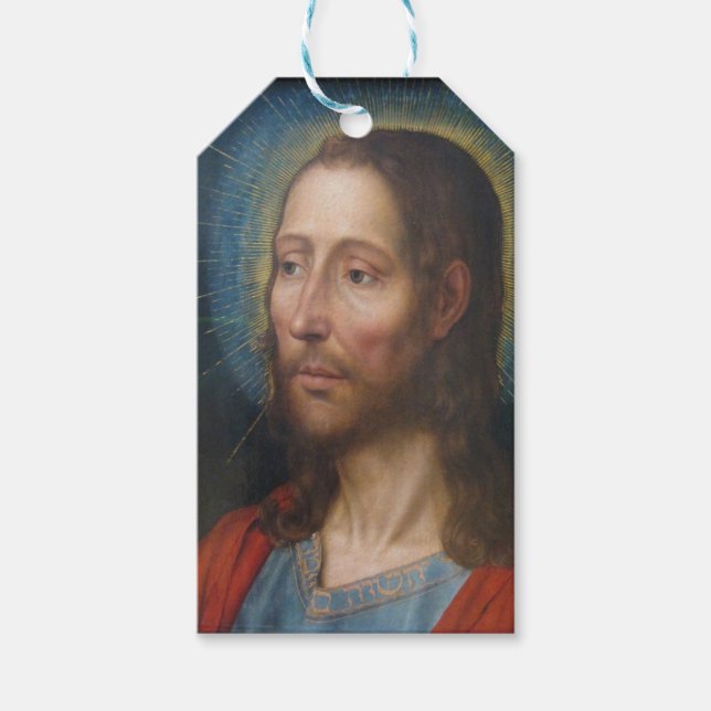 Jesus Kristus med Golden Halo Presentetikett (Framsidan)