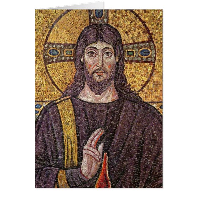 Jesus Kristus med Heliga Spirit Flame Mosaic Hälsningskort (Framsidan)