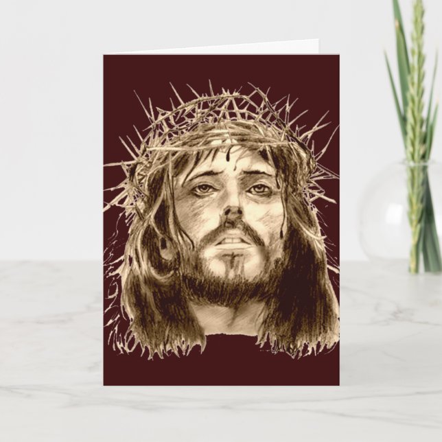 Jesus Kristus med Krona i Thorns Helgkort (Framsida)