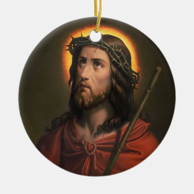 Jesus Kristus med Krona i Thorns Julgransprydnad Keramik (Framsidan)