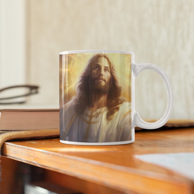 Jesus Kristus med Stars och Light version 5 Kaffemugg (Jesus Christ with Stars and Light version 5 Coffee Mug
)