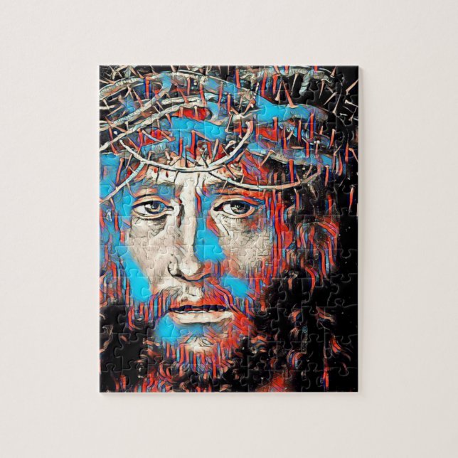 Jesus Kristus med törnekrona abstrakt målning Pussel (Vertikal)
