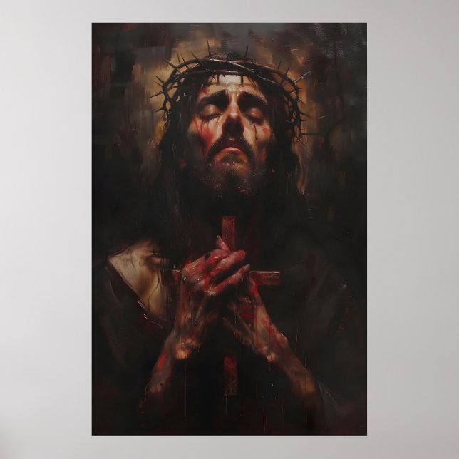 Jesus Kristus med törnekrona konst, digital Poster (Framsidan)