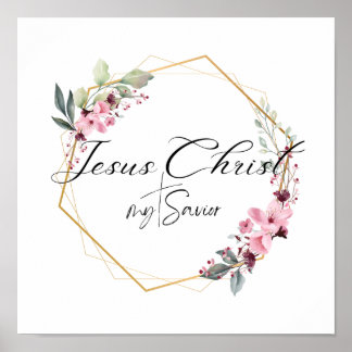 Jesus Kristus, min Blommigt Guld Ram Poster