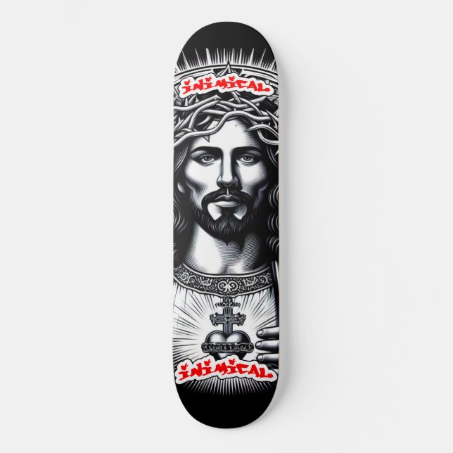 Jesus Kristus Mini Skateboard Bräda 18,5 Cm (Framsida)