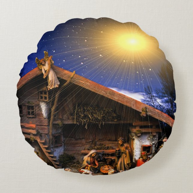 Jesus Kristus nativitet Rund Kudde (Framsidan)