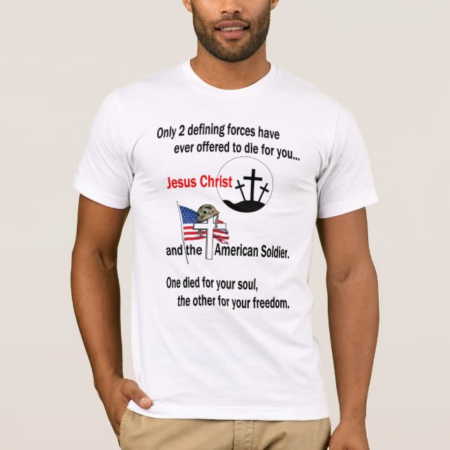 Jesus Kristus och amerikansoldaten T-shirt (Framsida)