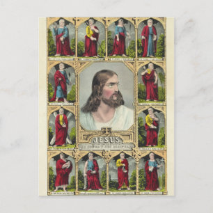 Jesus Kristus och de tolv apostlarna kristendomen Vykort