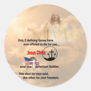 Jesus Kristus och den amerikanske soldaten Runt Klistermärke