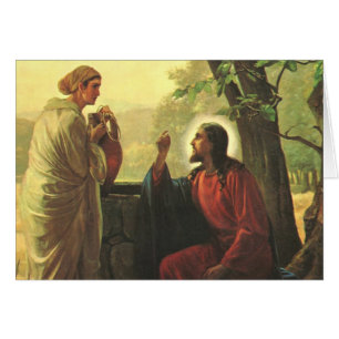 Jesus Kristus och den gode samariern vid brunnen Hälsningskort