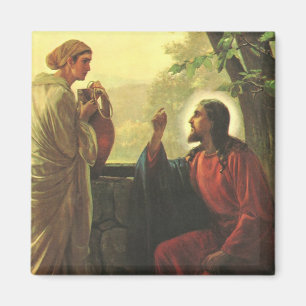 Jesus Kristus och den gode samariern vid brunnen Magnet