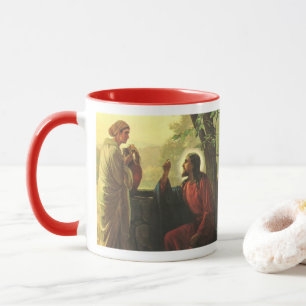 Jesus Kristus och den gode samariern vid brunnen Mugg
