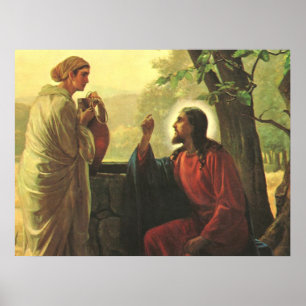 Jesus Kristus och den gode samariern vid brunnen Poster