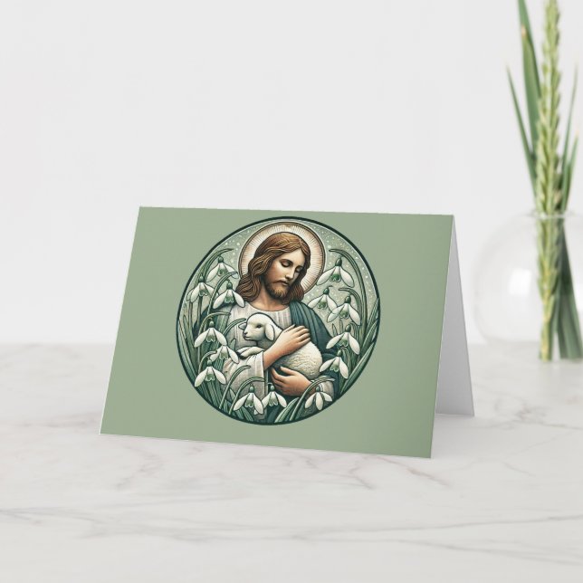 Jesus Kristus och Lamb Påsk Söndag Kort (Framsida)