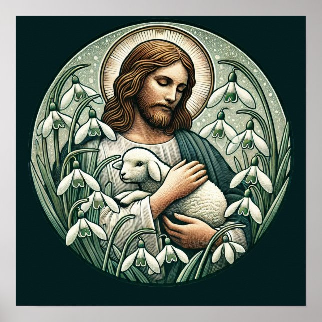 Jesus Kristus och Lamb Påsk Söndag Poster (Framsidan)
