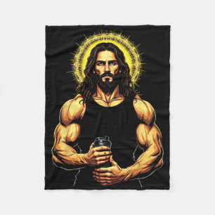 Jesus Kristus och Protein Shakes Christian Gym Wei Fleecefilt
