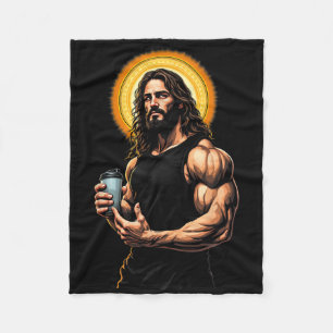 Jesus Kristus och Protein Shakes Christian Gym Wei Fleecefilt