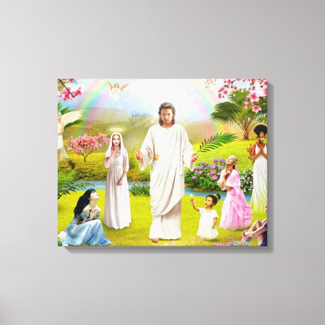 Jesus Kristus och Virgin Mary Regina Coeli Canvastryck (Framsida)