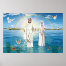 Jesus Kristus och Virgin Mary Regina Coeli Poster