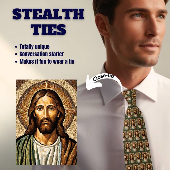 Jesus Kristus Oliv grönt Stealth Tie Slips (Skapare uppladdad)