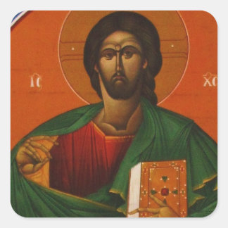 Jesus Kristus Ortodox Christian Icon Fyrkantigt Klistermärke