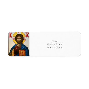 Jesus Kristus Östra Ortodox Christian Icon Returadress Etikett