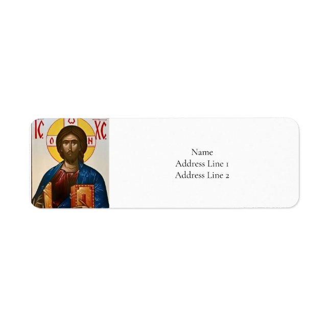Jesus Kristus Östra Ortodox Christian Icon Returadress Etikett (Framsidan)