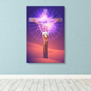 Jesus Kristus på Kor Alfa och Omega Canvastryck