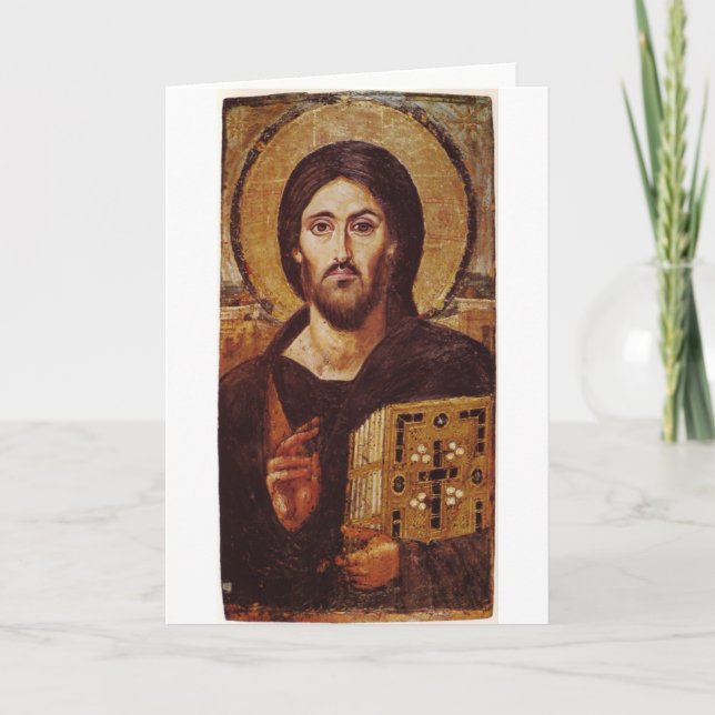 Jesus Kristus Pantocrator Christian Icon Kort (Framsida)