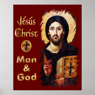 Jesus Kristus Pantocrator Man och Gud katolik Poster