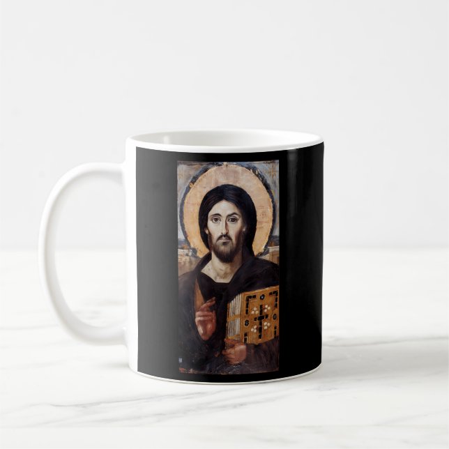 Jesus Kristus Pantocrator Sinai Orthodox Christian Kaffemugg (Vänster)