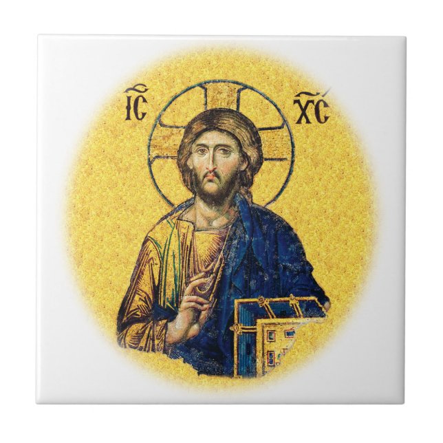 Jesus Kristus Pantokrator Kakelplatta (Framsidan)
