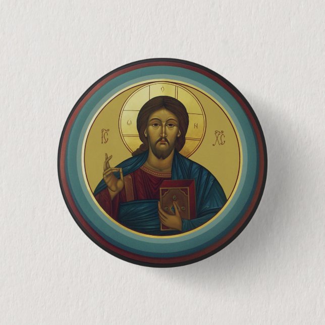 Jesus Kristus Pantokrator  Knapp (Framsida)