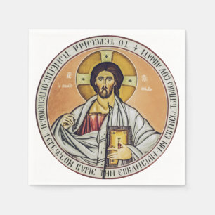 Jesus Kristus Pantokrator kupolen i kyrkan Pappersservett