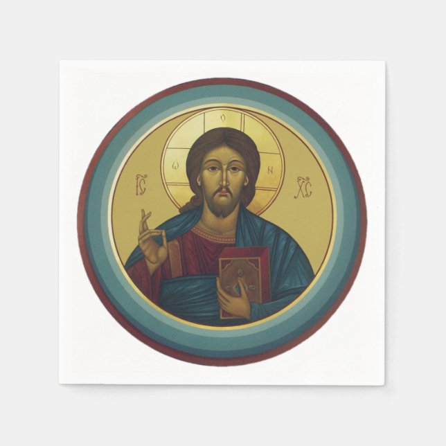Jesus Kristus Pantokrator  Pappersservett (Framsidan)