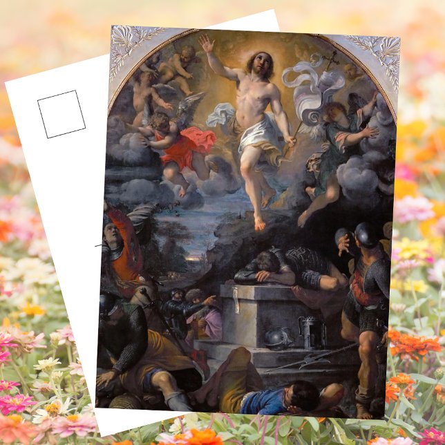 Jesus Kristus Påsk Helg Vykort (Religious Christian Catholic Baroque Resurrection Jesus Christ Pascha Easter Holiday Postcard)