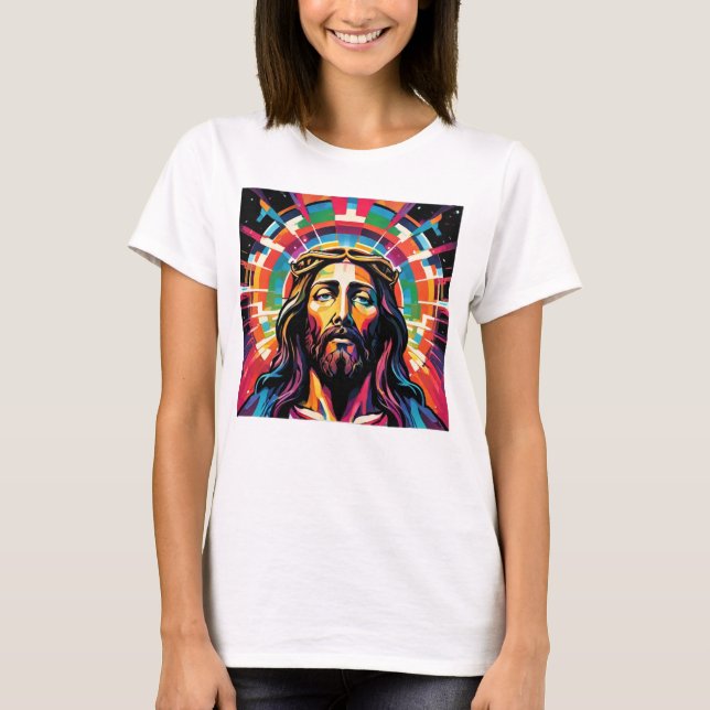 Jesus Kristus Påsk, julfärgad Abstrakt T Shirt (Framsida)