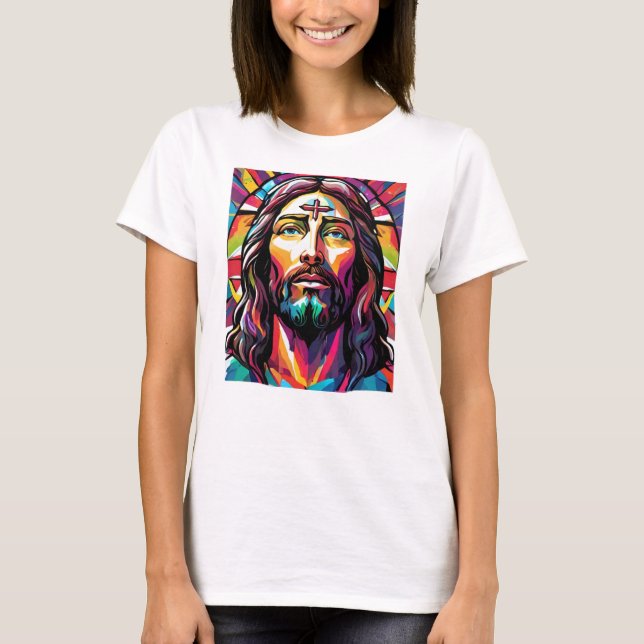 Jesus Kristus Påsk, julfärgad Abstrakt T Shirt (Framsida)