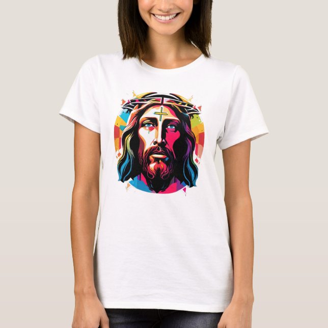 Jesus Kristus Påsk, julfärgad Abstrakt T Shirt (Framsida)