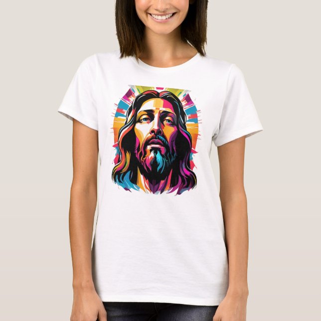 Jesus Kristus Påsk, julfärgad Abstrakt T Shirt (Framsida)