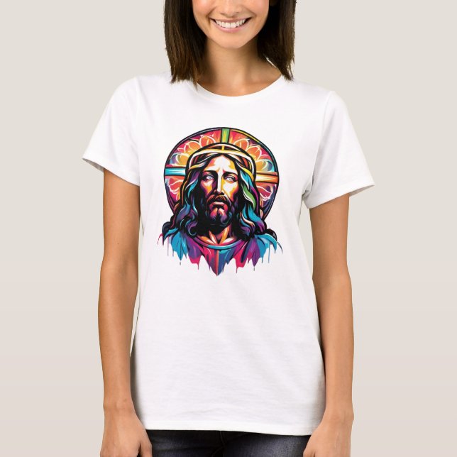 Jesus Kristus Påsk, julfärgad Abstrakt T Shirt (Framsida)