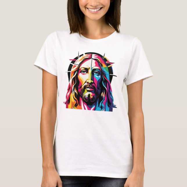 Jesus Kristus Påsk, julfärgad Abstrakt T Shirt (Framsida)