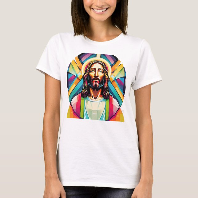 Jesus Kristus Påsk, julfärgad Abstrakt T Shirt (Framsida)