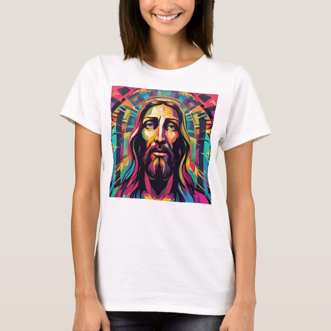 Jesus Kristus Påsk, julfärgad Abstrakt T Shirt (Framsida)