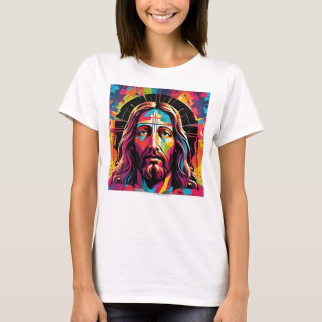 Jesus Kristus Påsk, julfärgad Abstrakt T Shirt (Framsida)