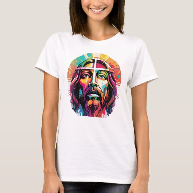 Jesus Kristus Påsk, julfärgad Abstrakt T Shirt (Framsida)