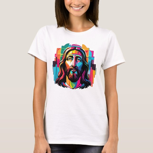 Jesus Kristus Påsk, julfärgad Abstrakt T Shirt (Framsida)