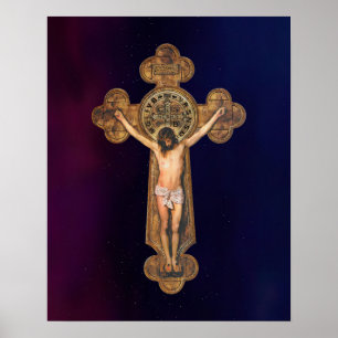 Jesus Kristus Passion Crucifixion St Benedict Kor Poster