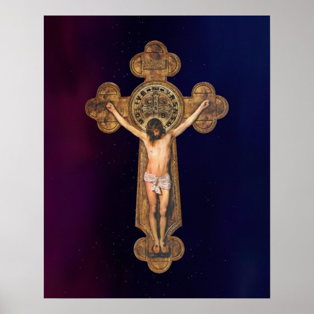 Jesus Kristus Passion Crucifixion St Benedict Kor Poster (Framsidan)