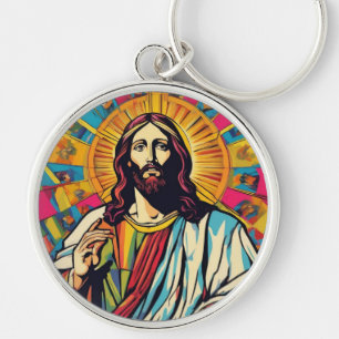 Jesus Kristus Pop Art Nyckelring